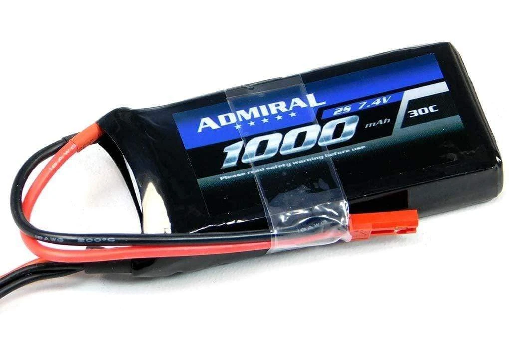 Admiral 1000mAh 2S 7.4V 30C LiPo Battery With JST Connector 1 Admiral 1000mAh 2S 7.4V 30C LiPo Battery With JST Connector