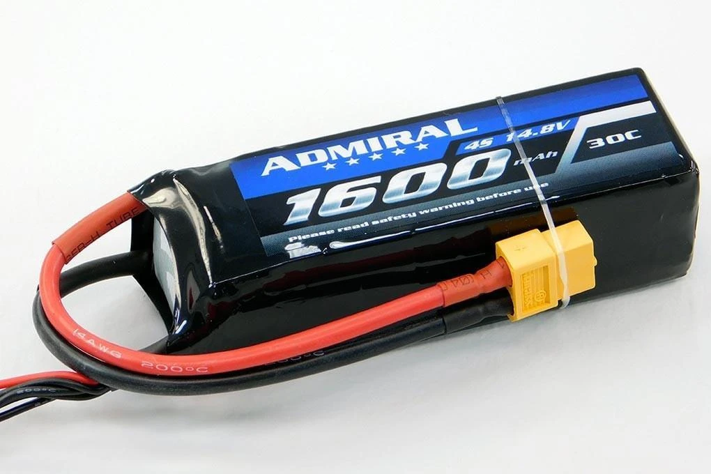 Admiral 1600mAh 4S 14.8V 30C LiPo Battery With XT60 Connector 1 Admiral 1600mAh 4S 14.8V 30C LiPo Battery With XT60 Connector