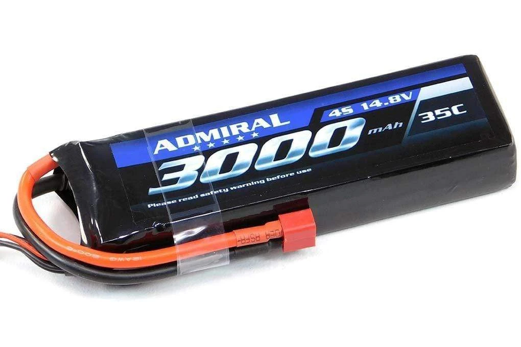 Admiral 3000mAh 4S 14.8V 35C LiPo Battery With T Connector 1 Admiral 3000mAh 4S 14.8V 35C LiPo Battery With T Connector