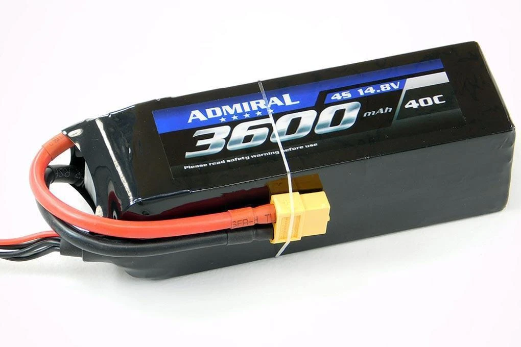 Admiral 3600mAh 4S 14.8V 40C LiPo Battery With XT60 Connector 1 Admiral 3600mAh 4S 14.8V 40C LiPo Battery With XT60 Connector