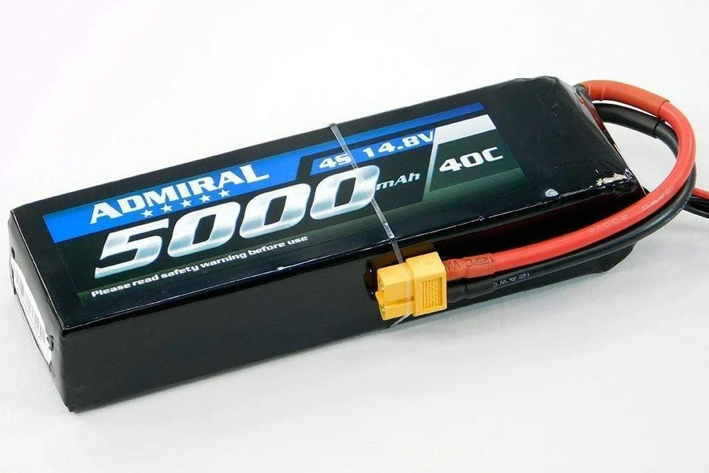 Admiral 5000mAh 4S 14.8V 40C LiPo Battery With XT60 Connector 1 Admiral 5000mAh 4S 14.8V 40C LiPo Battery With XT60 Connector