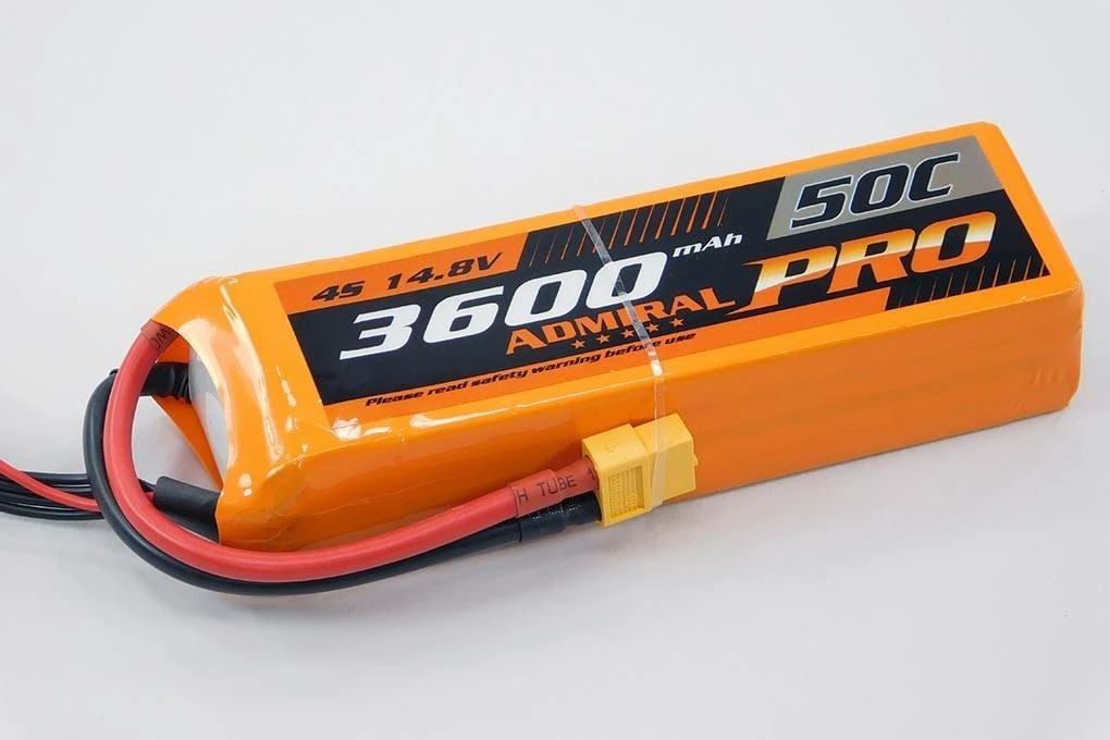 Admiral Pro 3600mAh 4S 14.8V 50C LiPo Battery With XT60 Connector 1 Admiral Pro 3600mAh 4S 14.8V 50C LiPo Battery With XT60 Connector